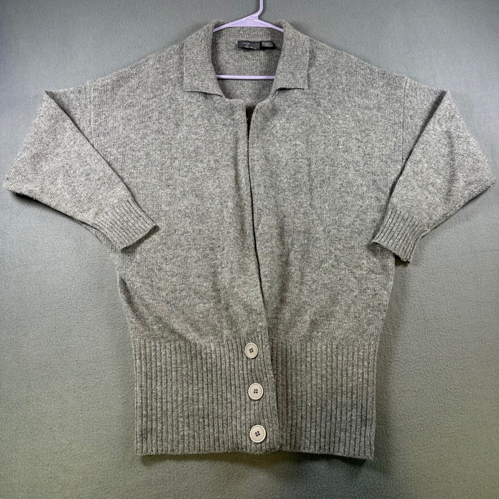 John Weitz Vintage Grey Lambswool Angora Blend Dolman Cardigan Sweater medium